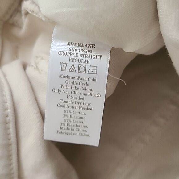 Everlane Cropped Straight Regular Sandstone Jeans Pants 2 Cotton Women's Cream - Picture 2 of 8